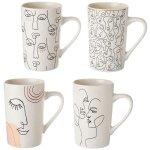 Set de 4 mugs visages en c�ramique
