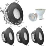 Set de 4 spots encastr�s led ip65 �tanches, 5w 3000k blanc chaud spot encastr� pour salle de bain et ...