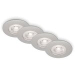 Set 4 spots led encastrables modernes chrom� mat �90mm, 5w 480lm 3000k blanc chaud, ip44, ultra plat ...