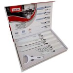 Set 5 couteaux de cuisine en acier � main anti - clavage + pelapatate blanc