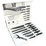 Set 7 couteaux de cuisine en acier  main antiseptique plus pelapat noir
