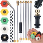 Set 7 lance / prolunghe per idropulitrice di cui una lancia piegata a 30� + 5 ugelli, attacco rapido ...