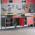 Set de banc de travail 2 pi�ces rouge acier vidaxl