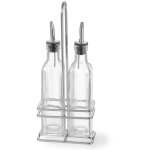 Set de bouteilles de table avec panier pour huile d'olive et vinaigre de vin 2 x 237ml hendi 460245