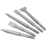 Sets de ciseaux burins sds plus, lot de 5 burins avec 2 burin pointu et 3 burins plats, burin � carrelage ...