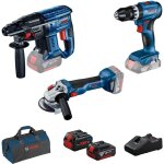 Bosch ? pack de 3 outils �lectroportatifs 18v ? perceuse � percussion, marteau perforateur, meuleuse ...