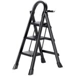 Seven comfort - escabeau 3 marches - pliant avec p�dale antid�rapante - charg� 150kg - acier - noir