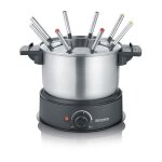 Fo2473 fondue electrique 8 personnes avec caquelon inox amovible, inclus : protection anti - projections ...