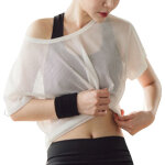 T - shirt femme en maille respirant pour yoga et fitness, manches courtes, coupe l�che, blanc, taille ...