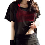 T - shirt femme manches courtes respirant fitness yoga �t� noir