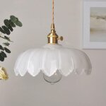 Shmshng - lustre en verre style pastoral r�tro sans source de lumi�re blanc vert aneth