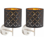 Lot de 2 appliques led design lampes spots en textile or noir �clairage chambre et salon