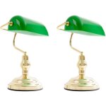 Etc - shop - 2x nostalgique antique rétro lampe de banquier lampe de bureau éclairage antique vert Etc - shop - 2x nostalgique antique rétro lampe de banquier lampe de bureau éclairage antique vert