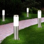 Etc - shop - lot de 4 lampadaires inox clairage extrieur dans un set comprenant des ampoules led
