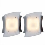 Applique murale, lampe design, lampe d'int�rieur, lampe d�corative en m�tal peint, chrome, verre satin�, ...