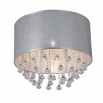 Etc - shop - plafonnier argent lampe de salon plafonnier salle � manger, textile en optique feuille d'argent ...