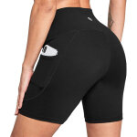 Short de sport � haute taille �lastique pour yoga, fitness, course et entra�nement - noir