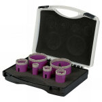 Sidamo - coffret de 6 tr�pans diamant � sec pour meuleuse m14 - d. 22 - 30 - 35 - 42 - 68 - 75 mm - c�ramique ...