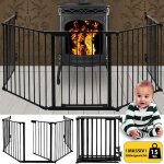 Sifree - barri�re de protection chemin�e 300cm pare - feu s�curit� enfant fixation murale 5 �l�ments ...