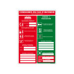 Signaletique. biz france - consignes en cas d'incendie - evacuation (a0511) - adh�sif - 210 x 300 mm