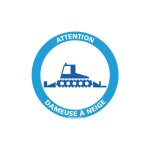 Signaletique. biz france - panneau information attention dameuse a neige (h0388) - adh�sif - diam�tre ...