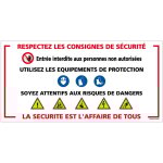 Signaletique. biz france - panneau chantier 'respectez les consignes de scurit' (w0032).  l'unit ...