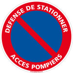 Signaletique. biz france - panneau d�fense de stationner acc�s pompiers - adh�sif - diam�tre 250 mm