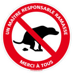 Signaletique. biz france - panneau d�jection canine interdite, un ma�tre responsable ramasse - plastique ...
