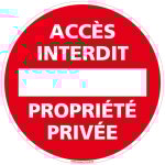 Panneau interdiction de stationner, panneau de signalisation taille standard 250 mm. acc�s interdit propri�t� ...