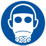 Signaletique. biz france - panneau obligation port du masque � gaz - signalisation epi - adh�sif - diam�tre ...