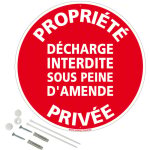 Signaletique. biz france - propri�t� priv�e d�charge interdite sous peine d'amende panneau rond en pvc ...