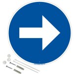 Signaletique. biz france - fl�che � droite panneau de signalisation rond en pvc rigide pr�perc� avec ...