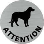 Signaletique. biz france - pictogramme attention au chien (q0168). - plaque aluminium bross - diamtre ...