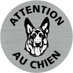 Signaletique. biz france - pictogramme attention . - adh�sif aspect aluminium bross� - diam�tre 76 mm ...