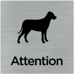 Pictogramme attention au chien (q1006). signalisation porte 150 x 150 mm. autocollant souple ou plaque ...