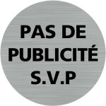 Signaletique. biz france - pictogramme pas de publicit� s. - adh�sif aspect aluminium bross� - diam�tre ...