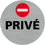 Signaletique. biz france - pictogramme priv� (q0458). - plaque aluminium bross� - diam�tre 83 mm
