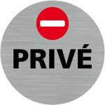 Signaletique. biz france - pictogramme priv� (q0458). - adh�sif aspect aluminium bross� - diam�tre 83 ...