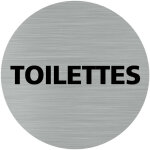 Signaletique. biz france - pictogramme toilettes (q0197). - adh�sif aspect aluminium bross� - diam�tre ...