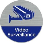 Signaletique. biz france - pictogramme vid�o surveillance (q0467). - plaque aluminium bross� - diam�tre ...