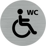 Signaletique. biz france - pictogramme wc handicap� et pmr (q0183). - plaque aluminium bross� - diam�tre ...