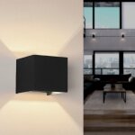 Applique murale noire design led 12w ip54 carr� - blanc neutre 4000k - 5500k silamp