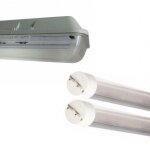 Kit de rglette led tanche double pour tubes t8 150cm ip65 (2 tubes non led 150cm t8 24w inclus) - ...