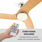 Klarstein - silent service ventilateur de plafond : 128 cm, puissance: 25 watts aspect bois