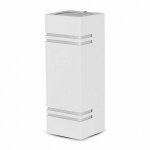 Applique murale led blanche carre ip44 double faisceau gu10 silumen