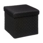 Coffre de rangement pouf pliable noir 31cm silumen
