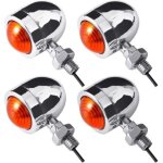 Silver moto mini clignotants ampoules indicateurs avant / arri�re ambre / jaune adapt�s pour chopper ...