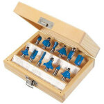 Coffret 12 fraises a bois pour defonceuse 8 mm