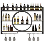 Sinbinta ? casier � vin mural en fer noir ? �tag�re flottante pour 6 bouteilles ? dimensions 120 x 15 ...