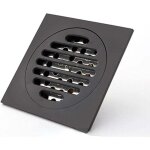 Siphon de douche carr� en laiton noir mat anti - odeurs, 10 cm, pour baignoire et douche, grille de drainage, ...